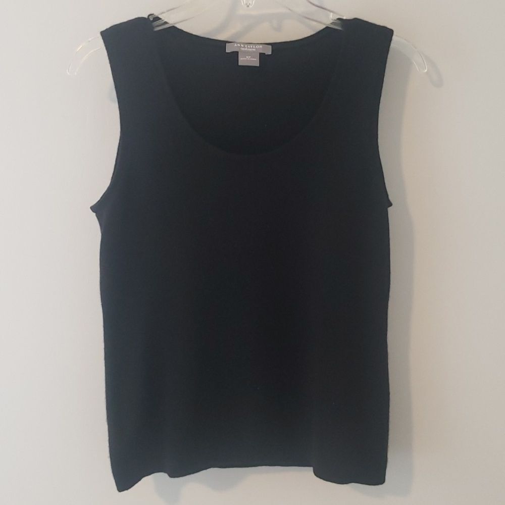 Ann Taylor Cashmere Sweater Women's sz Medium Petite Black Vest Classic Tank